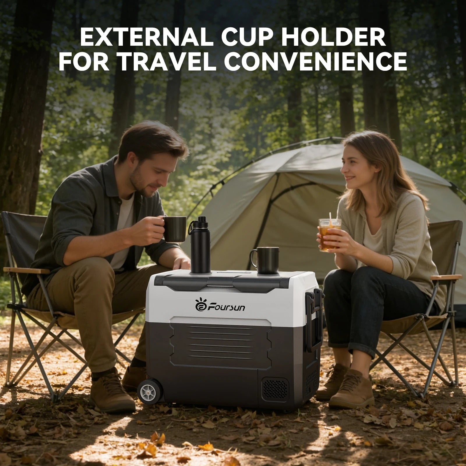 Foursun 21L/25L/35L/45L/55L Car Fridge Freezer with Bluetooth App Control Portable Compressor Cooler for Camping, Travel, Home