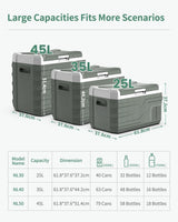 Alpicool NL 25L 35L 45L Car Refrigerator 12V Compressor Fridge Freezer 12/24V DC 100-240V AC Portable Cooler for Camping Travel