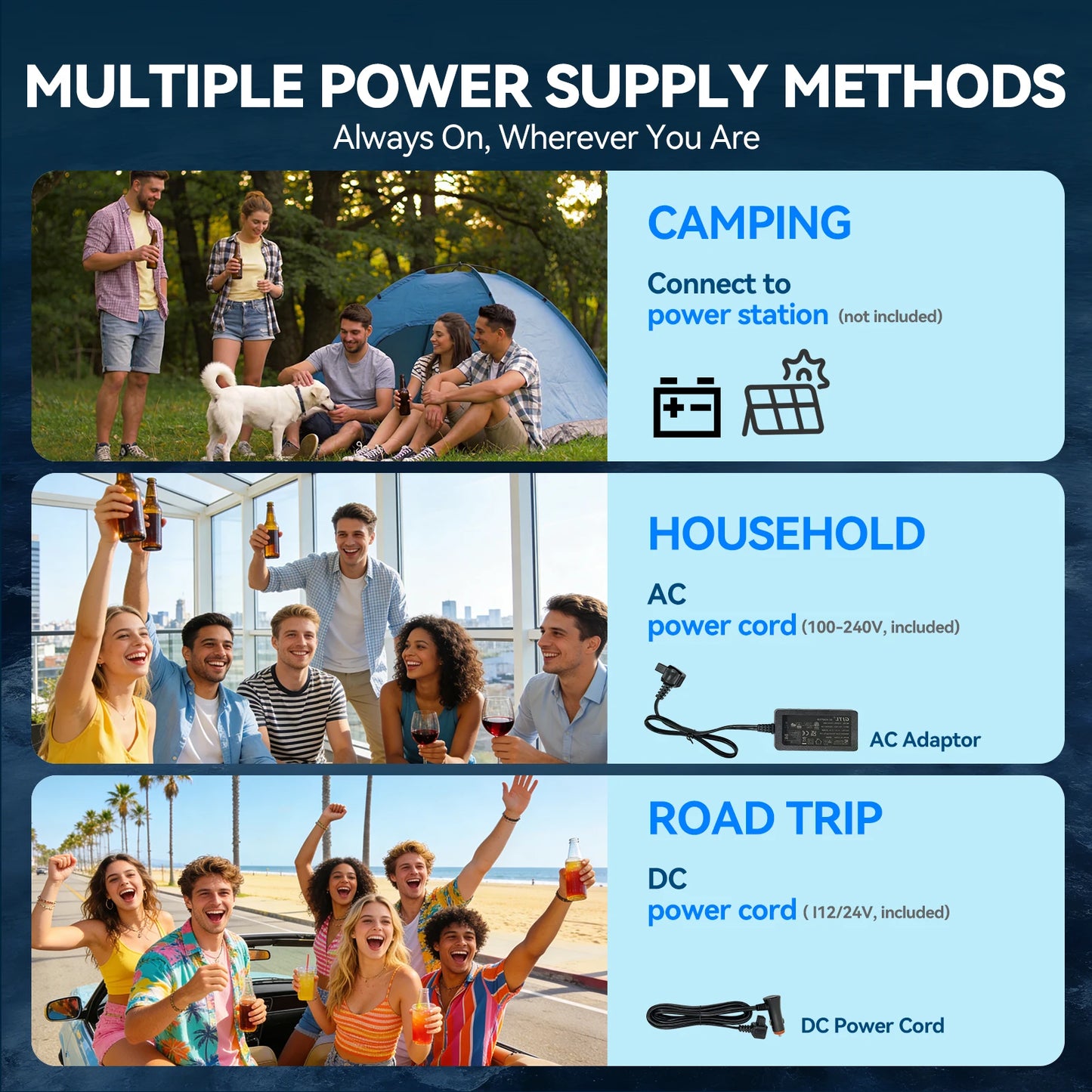 Foursun 21L/25L/35L/45L/55L Car Fridge Freezer with Bluetooth App Control Portable Compressor Cooler for Camping, Travel, Home