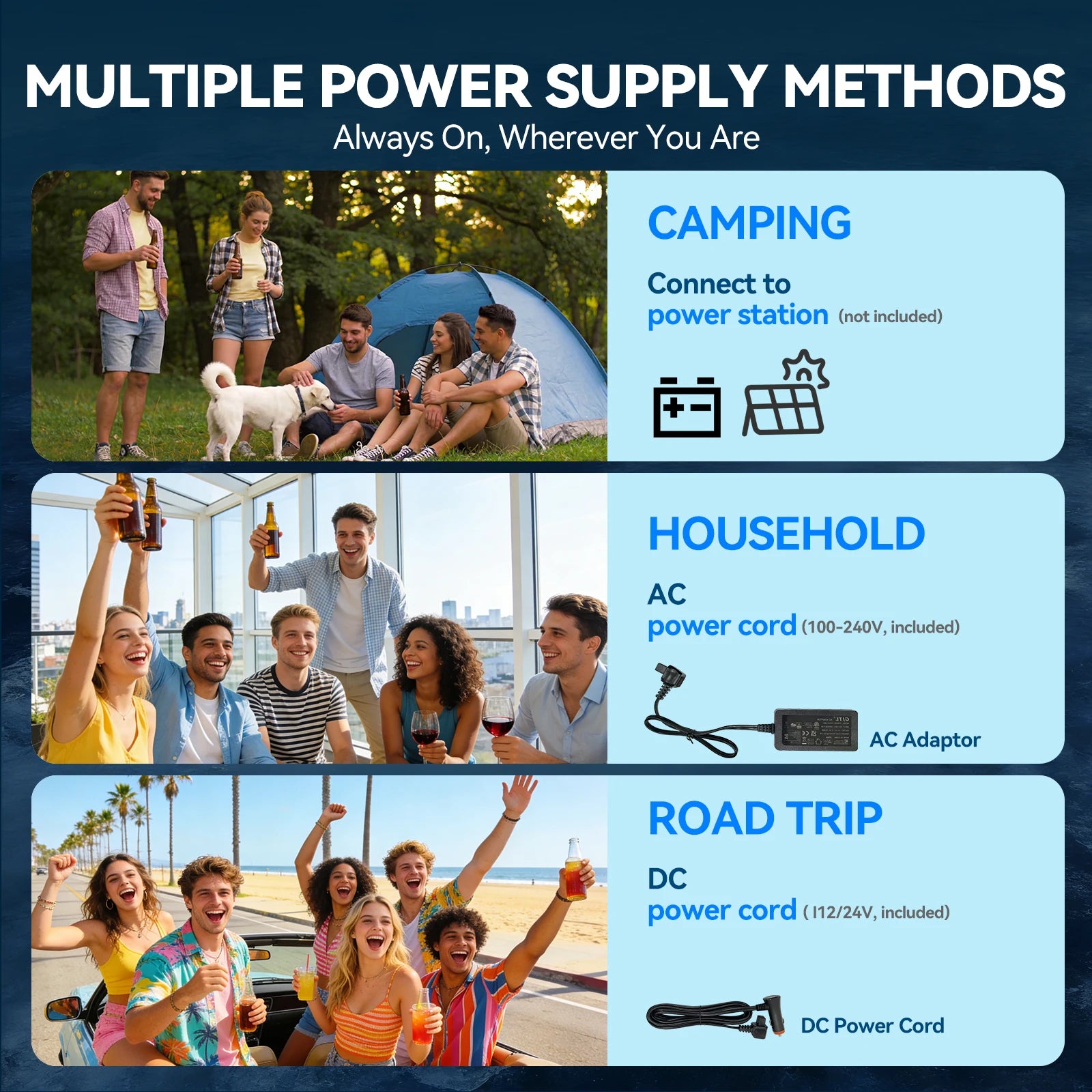 Foursun 21L/25L/35L/45L/55L Car Fridge Freezer with Bluetooth App Control Portable Compressor Cooler for Camping, Travel, Home