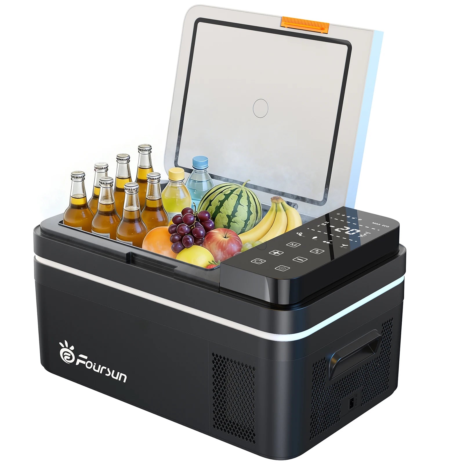 Foursun 21L/25L/35L/45L/55L Car Fridge Freezer with Bluetooth App Control Portable Compressor Cooler for Camping, Travel, Home