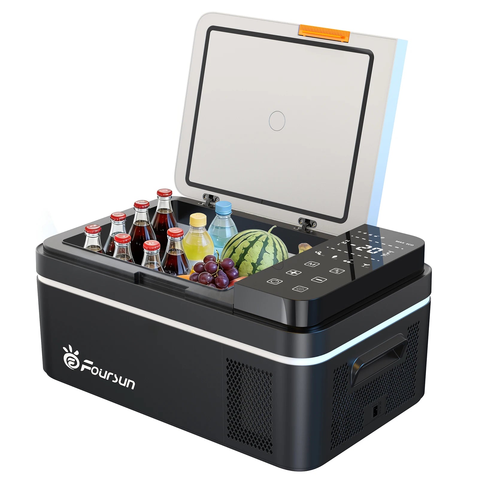 Foursun 21L/25L/35L/45L/55L Car Fridge Freezer with Bluetooth App Control Portable Compressor Cooler for Camping, Travel, Home