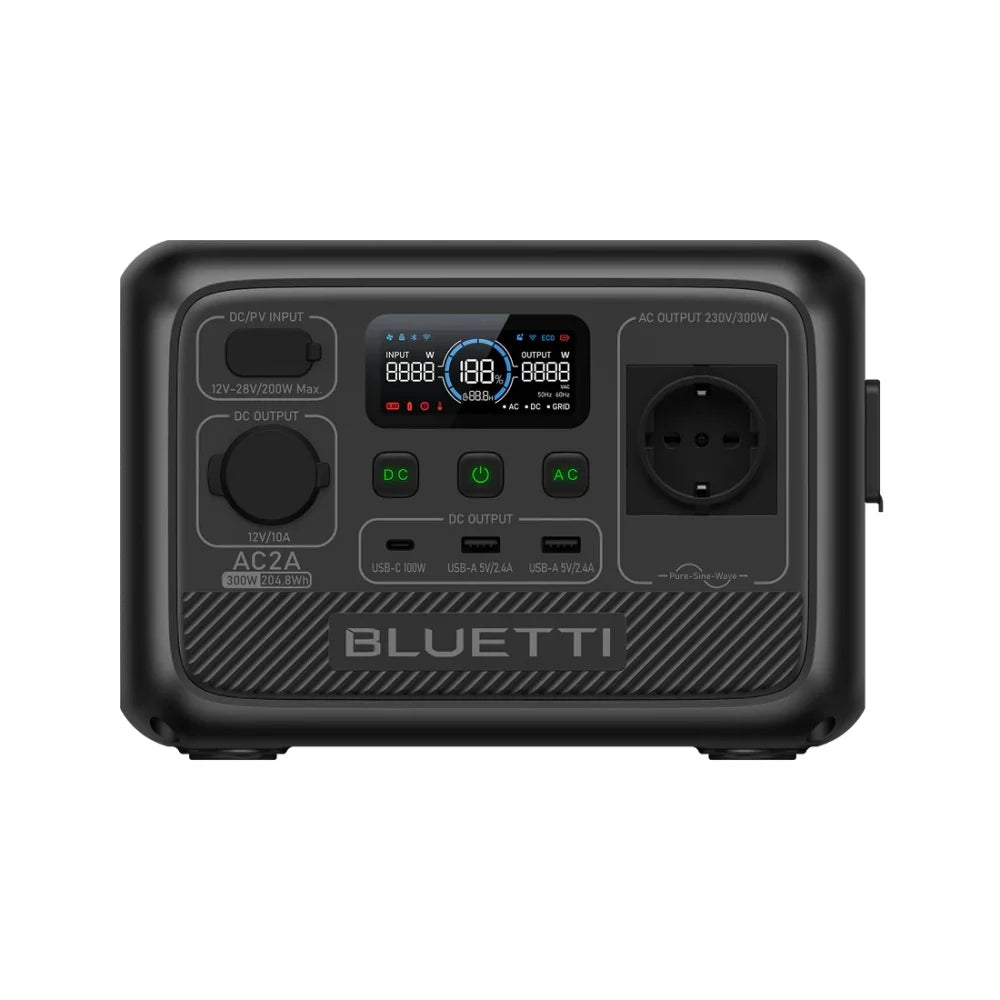 【EU PLUG】 BLUETTI AC2A Portable Power Station | 300W 204Wh, Solar Generator for Outdoor Camping