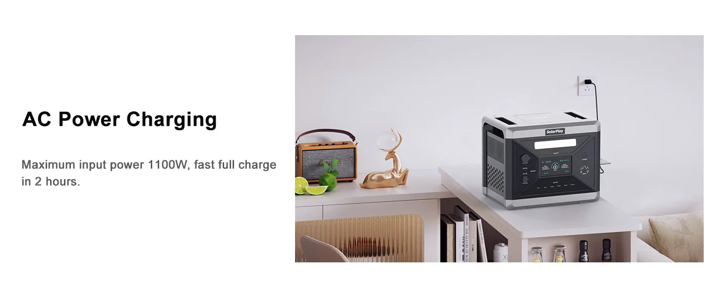 SOLARPLAY Q2501 Portable Power Station 2160WH LiFePO4 Battery with 2400W (4800W Peak) AC Output Solar Generator for Garden Party