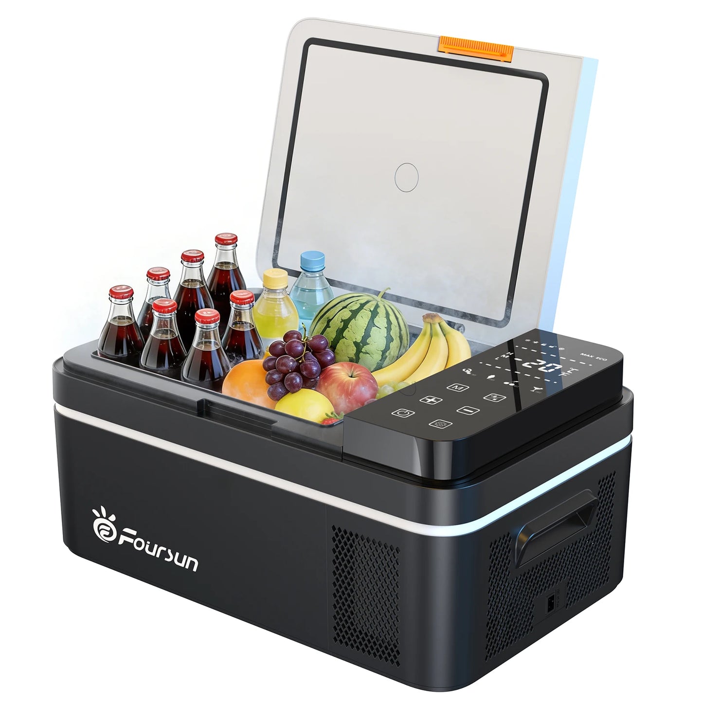 Foursun 21L/25L/35L/45L/55L Car Fridge Freezer with Bluetooth App Control Portable Compressor Cooler for Camping, Travel, Home