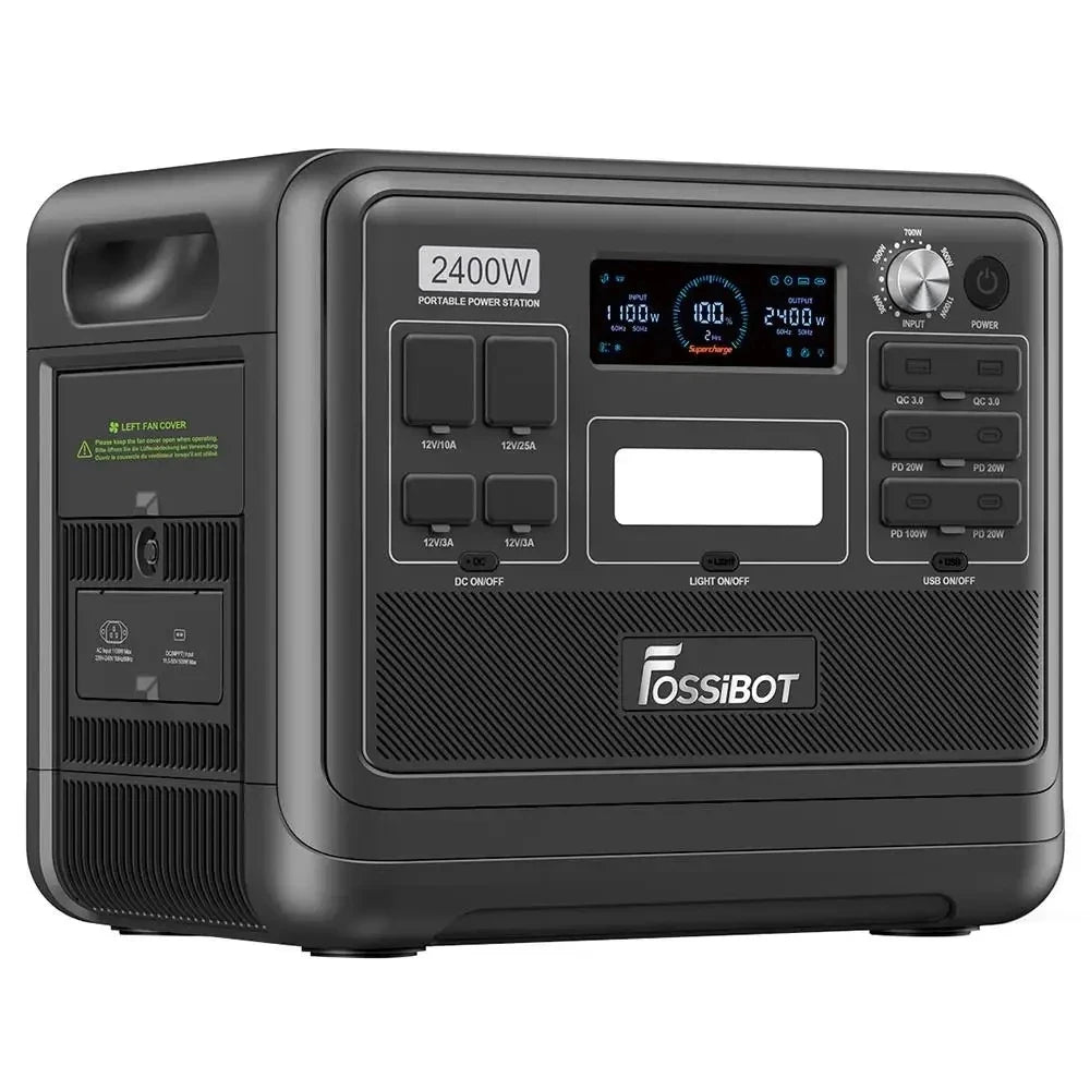 FOSSiBOT F2400 Pure Sine Wave Portable Power Station 2048Wh 2400W Output Generator 16 Output Ports Solar Portable Folding trolls