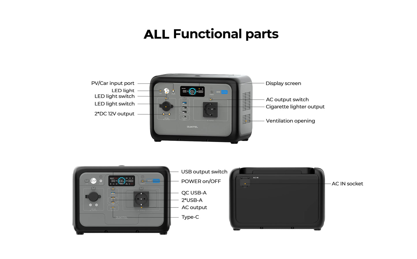 OUKITEL P800E Portable Power Station 800W Solar Generator 512Wh Lifepo4 Battery Home Backup Outdoor Camping Mobile power