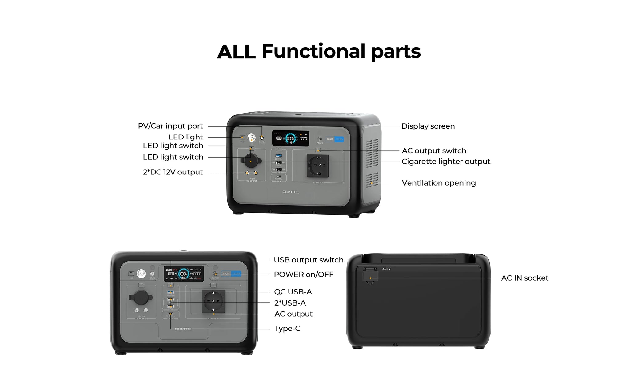 OUKITEL P800E Portable Power Station 800W Solar Generator 512Wh Lifepo4 Battery Home Backup Outdoor Camping Mobile power