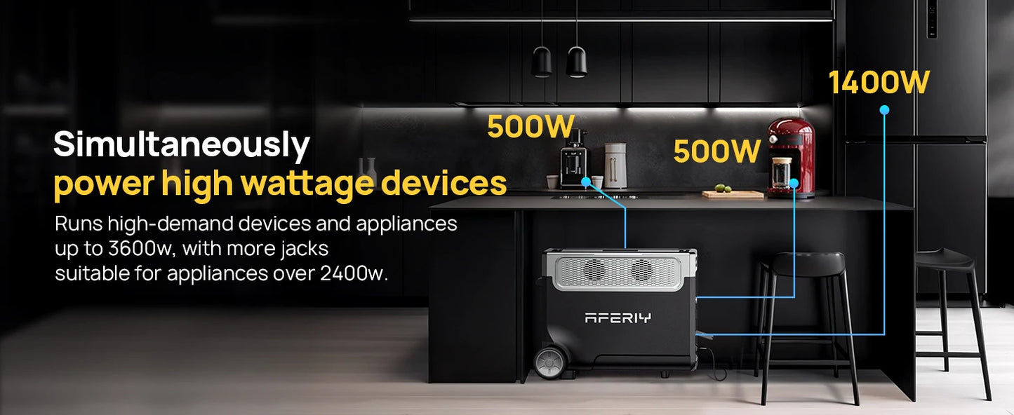 AFERIY P310 Portable Power Station 3600W Solar Generator 3840Wh LiFePO4 Battery Home Backup Outdoor Camping Mobile Power