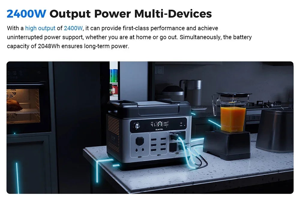 OUKITEL P2001E PLUS Portable Power Station 2400W Solar Generator 2048Wh Lifepo4 Battery Home Backup Outdoor Camping Mobile power
