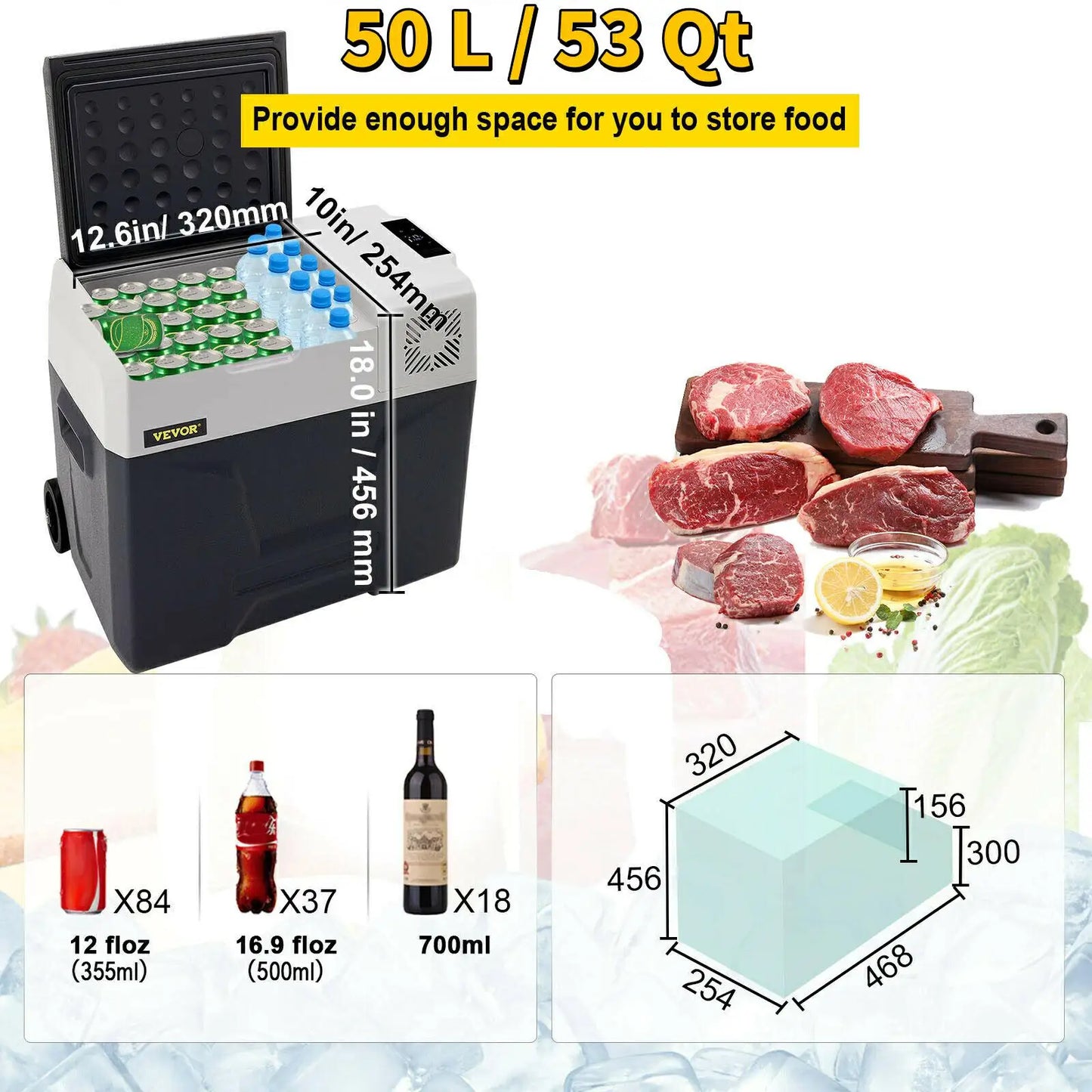 SucceBuy 30L 40L 50L Mini Car Refrigerator Small Fridge Freezer Portable Compressor Cooler 220V for Driving Camping Picnic