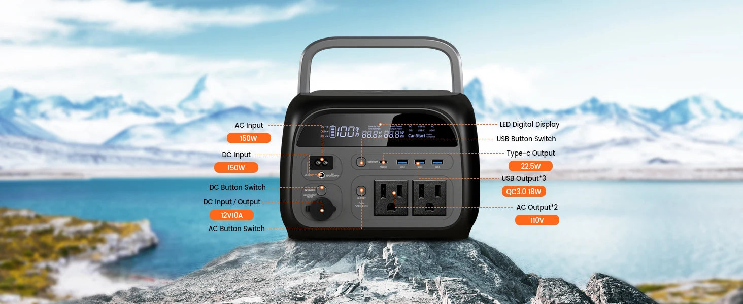 CTOLITY AP400 500W Portable Power Station 2048Wh LiFePo4 Battery 400W Solar Panel AP1000 1800W AC Charging Station Power Bank