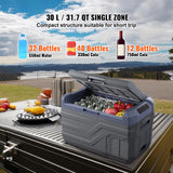 SucceBuy 30/37/45L Car Refrigerator Single Zone Portable Freezer&Built-in Light Compressor Cooler for Outdoor Camping RV
