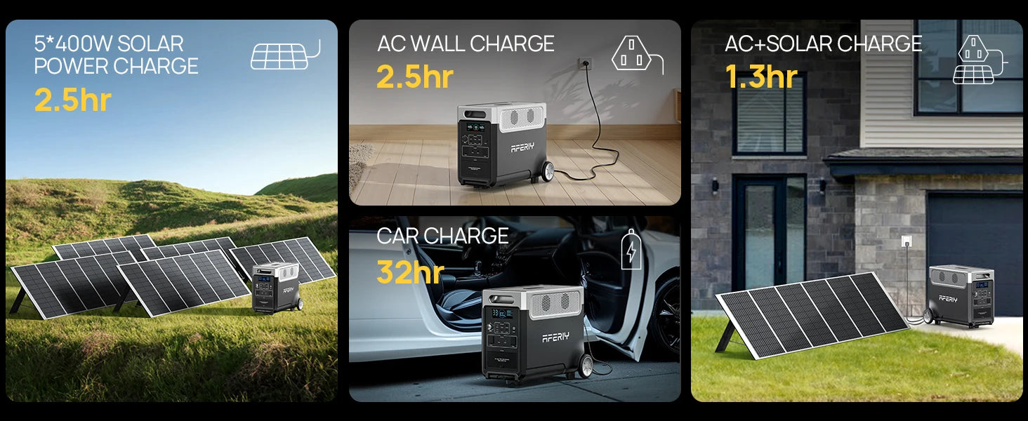 AFERIY P310 Portable Power Station 3600W Solar Generator 3840Wh LiFePO4 Battery Home Backup Outdoor Camping Mobile Power