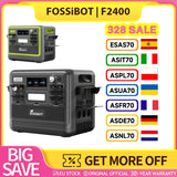 FOSSiBOT F2400 Portable Power Station, 2048Wh LiFePO4 Battery 2400W Output Solar Generator, 16 Output Ports, Intelligent Input Power Adjustment Knob, 3 Charging Methods, Bidirectional Inverter Technology