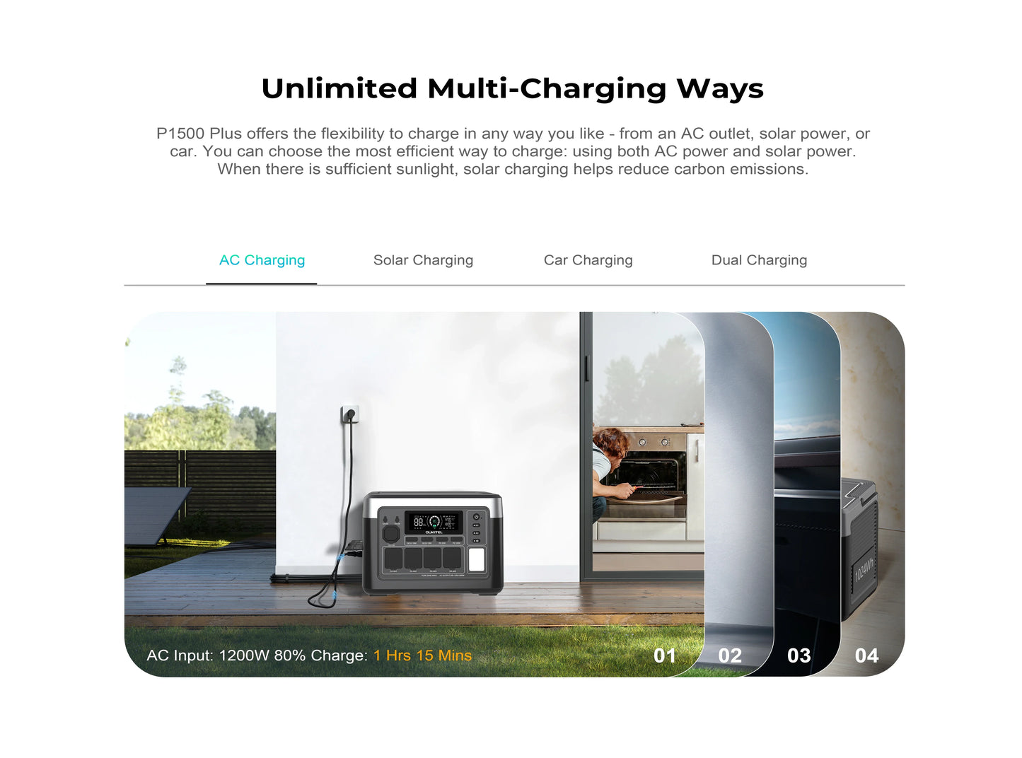 OUKITEL P1500 PLUS Portable Power Station 1800W Solar Generator 1536Wh Lifepo4 Battery Home Backup Outdoor Camping Mobile power