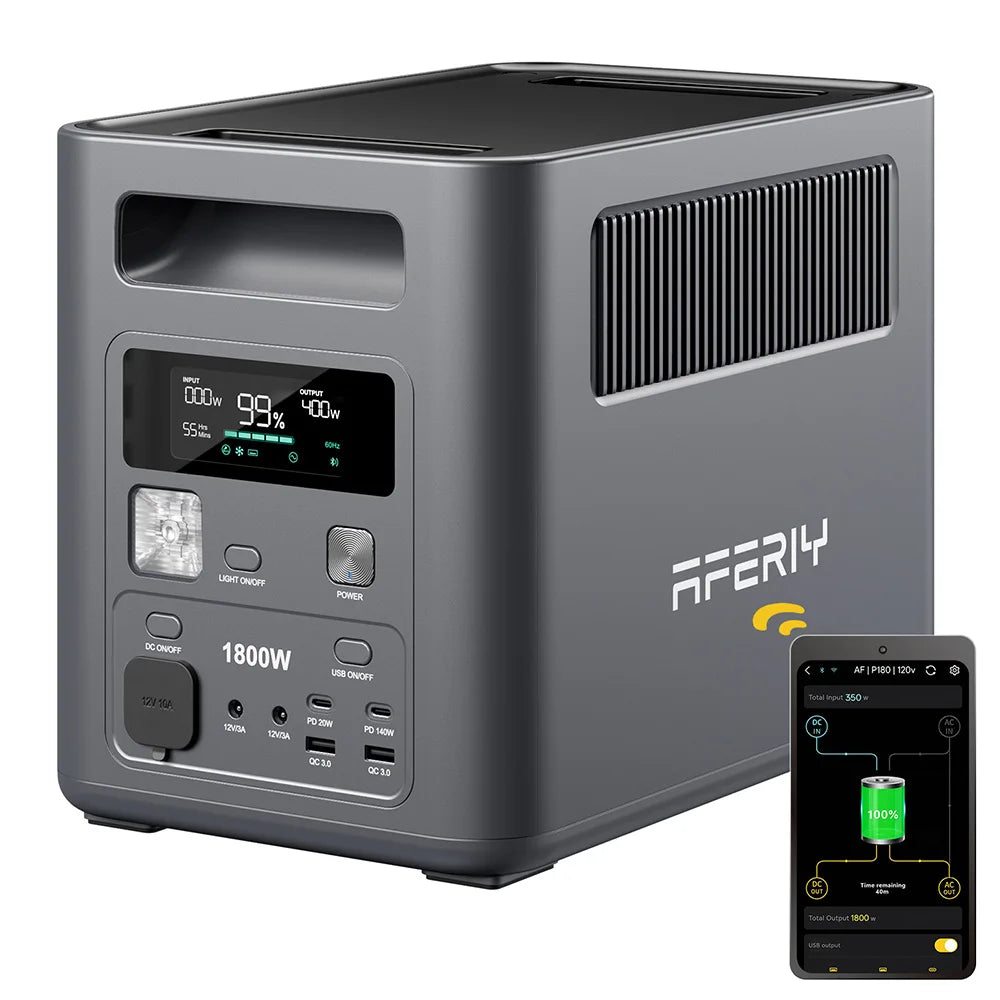 AFERIY P180 Portable Power Station 1800W Solar Generator 1024Wh Lifepo4 Battery Outdoor Camping Mobile PowerStation