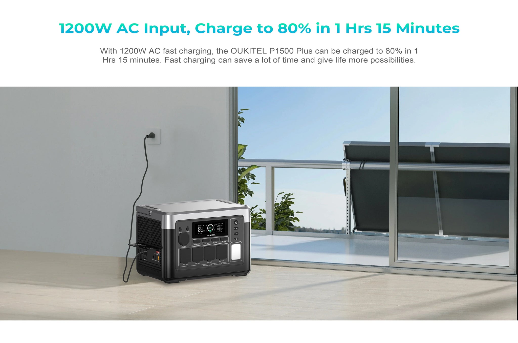 OUKITEL P1500 PLUS Portable Power Station 1800W Solar Generator 1536Wh Lifepo4 Battery Home Backup Outdoor Camping Mobile power