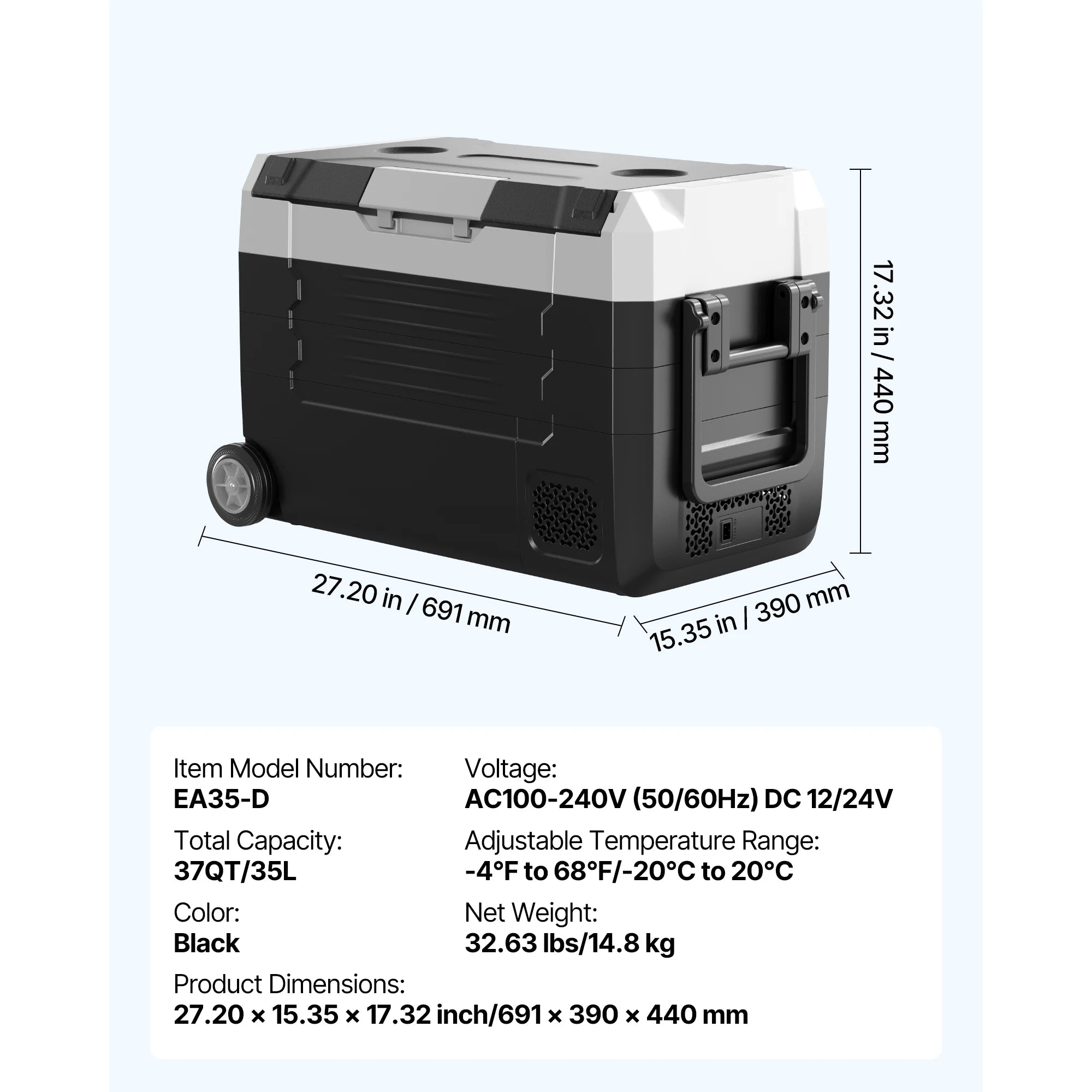 SucceBuy 35L/45L/55L Portable Foldable Handle Car Refrigerator with Wheel Compressor Freezer for Camping Picnics Car Home Traval