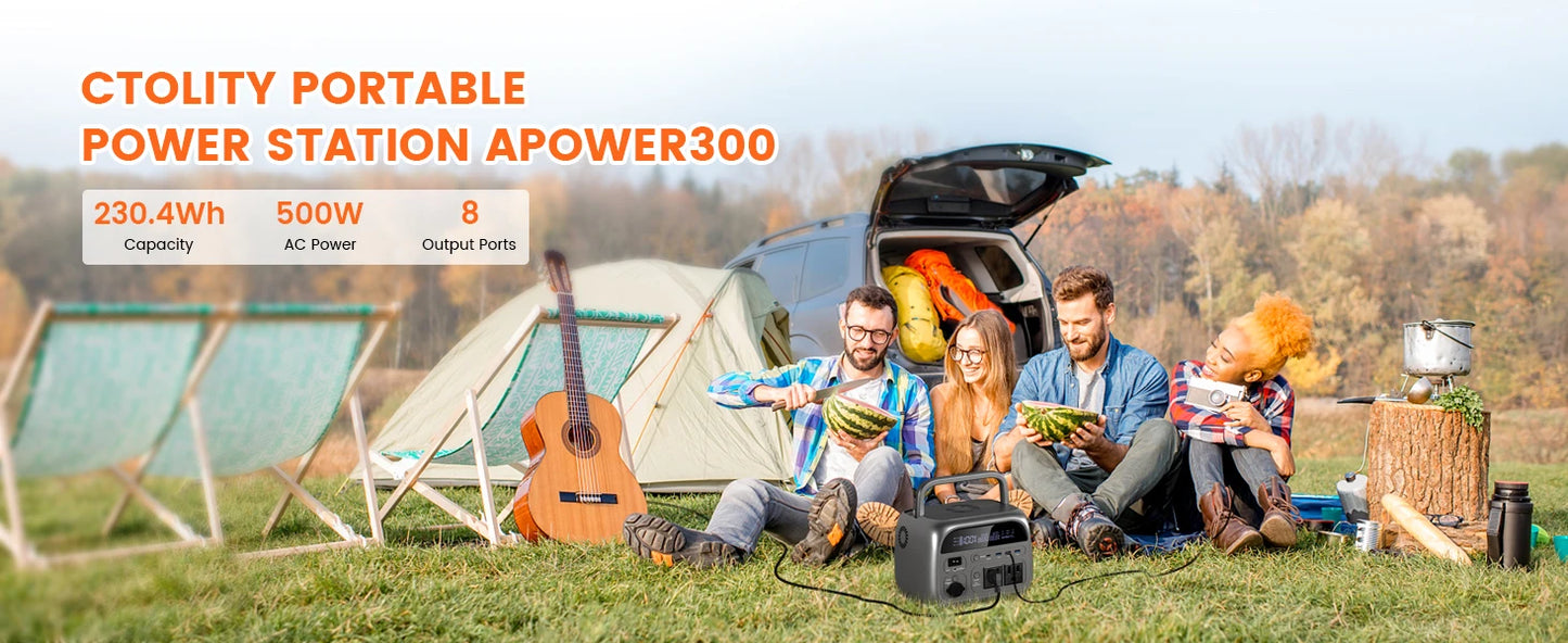 CTOLITY AP400 500W Portable Power Station 2048Wh LiFePo4 Battery 400W Solar Panel AP1000 1800W AC Charging Station Power Bank