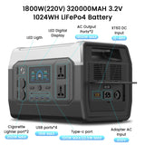 1800w Portable Power Station with 200w Solar Panel 220V Pure Sinve Wave Lifepo4 Battery UPS Function портативная электростанция