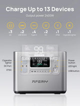 AFERIY AF-P210 Portable Power Station 2400W Solar Generator 2048Wh LiFePO4 Battery Home Backup Outdoor Camping Mobile Power