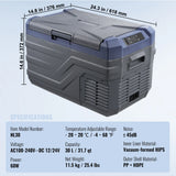 SucceBuy 30/37/45L Car Refrigerator Single Zone Portable Freezer&Built-in Light Compressor Cooler for Outdoor Camping RV
