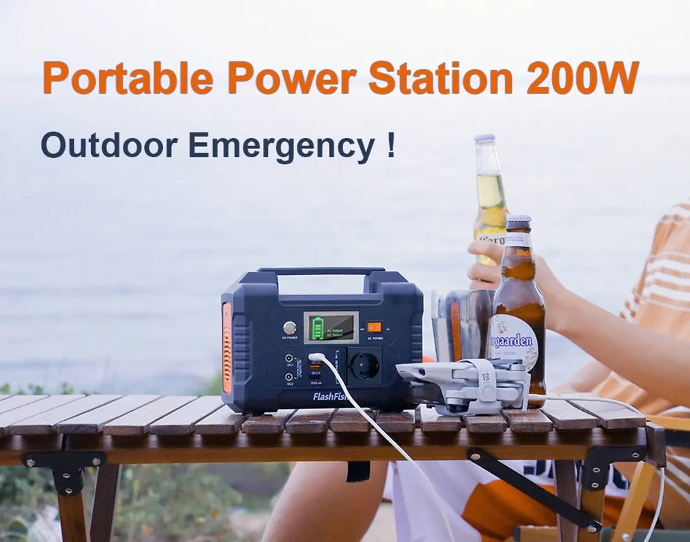 Flashfish E200 Portable Power Station 200W 151Wh LiFePO4 Battery Outdoor travel Vehicle usage Home Portable Carry Power Supply