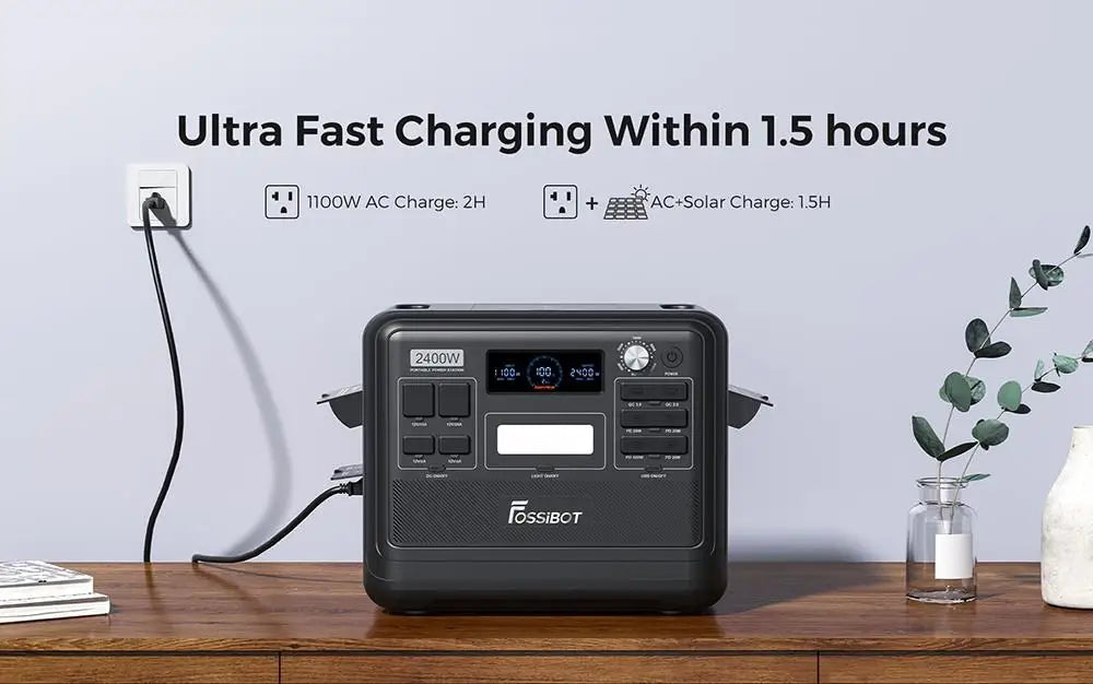 FOSSiBOT F2400 Pure Sine Wave Portable Power Station 2048Wh 2400W Output Generator 16 Output Ports Solar Portable Folding trolls