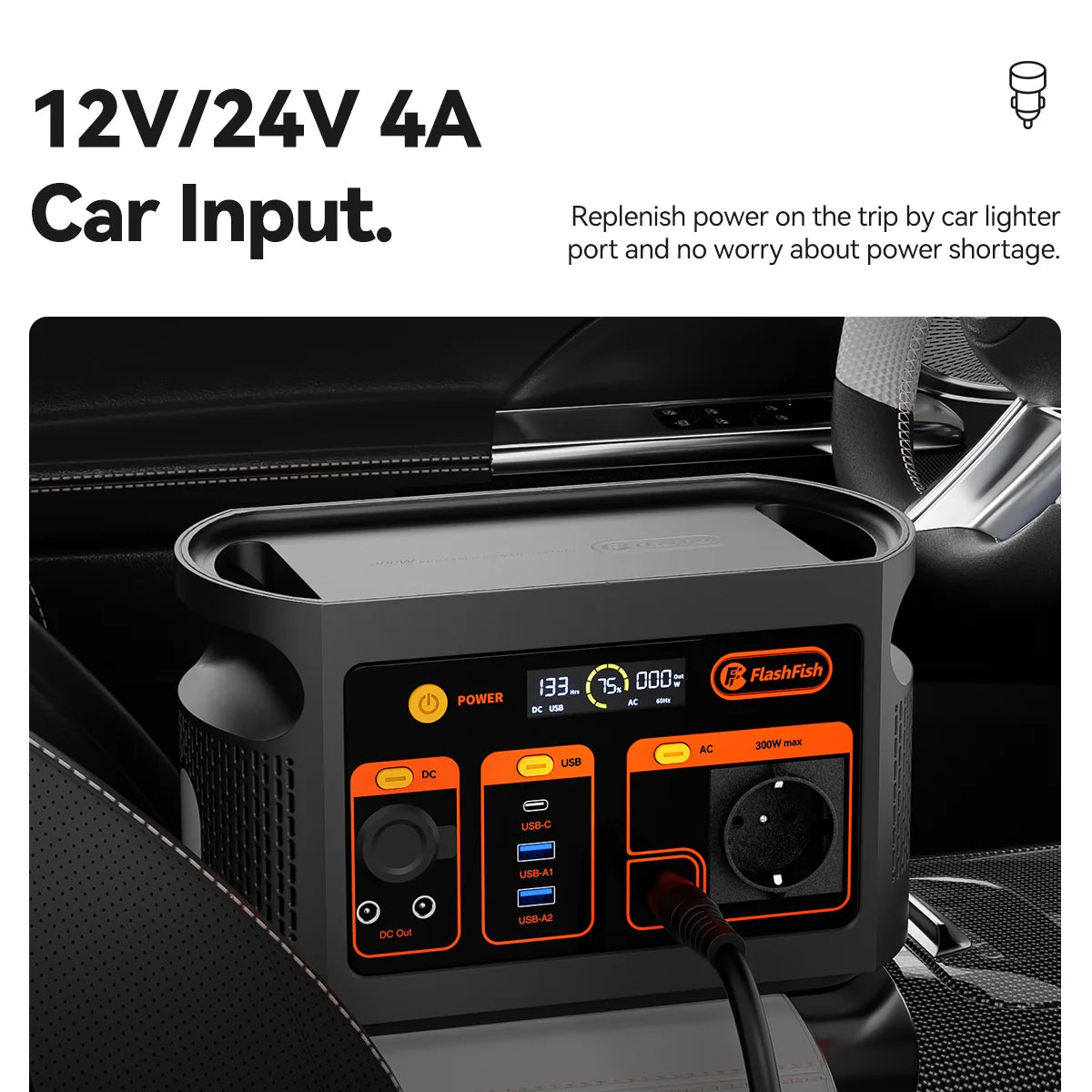 FF FlashFish E103 Portable Power Station 300W 179.2Wh LiFePO4 Battery Quick Charge 1.6H for Solar Panel AC DC Outdoor Power RV