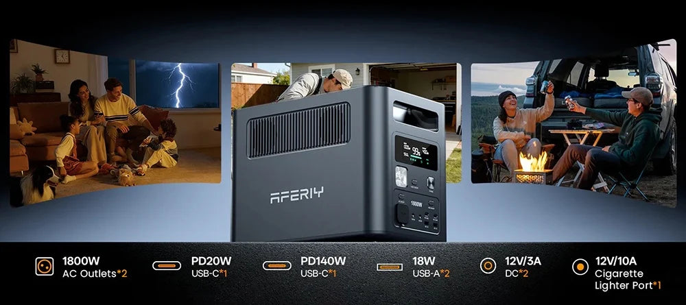 AFERIY P180 Portable Power Station 1800W Solar Generator 1024Wh Lifepo4 Battery Outdoor Camping Mobile PowerStation