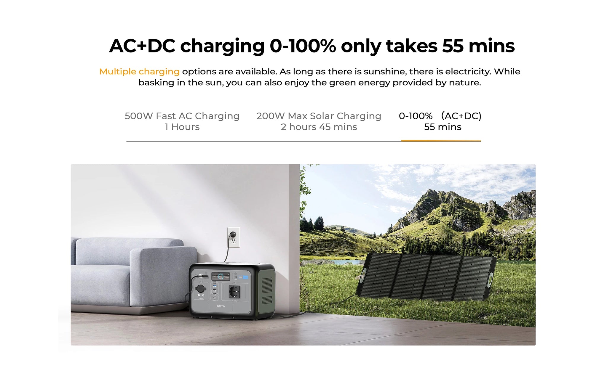 OUKITEL P800E Portable Power Station 800W Solar Generator 512Wh Lifepo4 Battery Home Backup Outdoor Camping Mobile power
