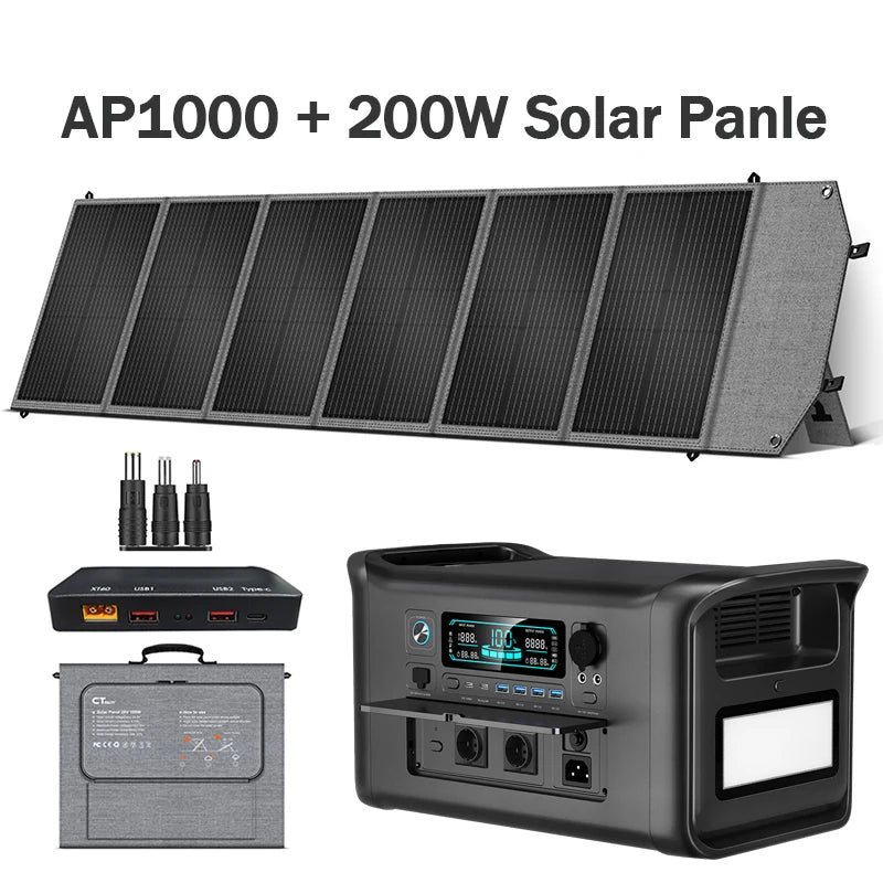 1800w Portable Power Station with 200w Solar Panel 220V Pure Sinve Wave Lifepo4 Battery UPS Function портативная электростанция