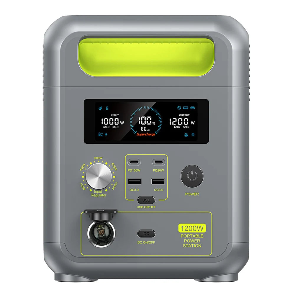 FOSSiBOT F1200 Portable Power Station, 1024Wh Capacity, 1200W Rated Power, 3 LED Light Modes, 7 Output Ports, BMS Protection, 5 Gears Input Regulator, EV-Grade LiFePO4 Battery, 4000+ Cycle Times