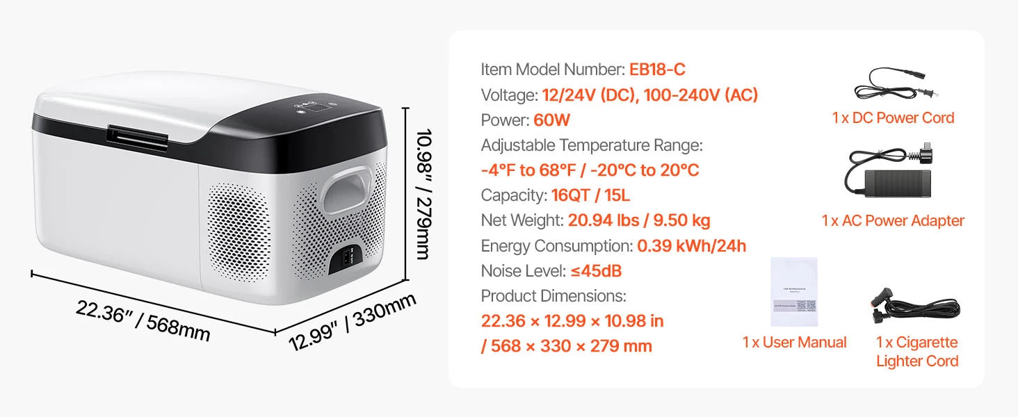 SucceBuy 20L 22L 35L 45L 55L Car Refrigerator Mini Fridge Freezer Portable Compressor Cooler DC 110-240V Ice Box for Camping