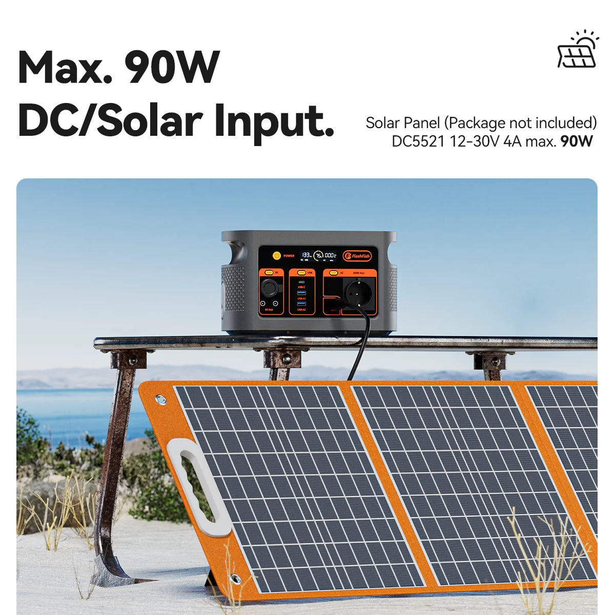 FF FlashFish E103 Portable Power Station 300W 179.2Wh LiFePO4 Battery Quick Charge 1.6H for Solar Panel AC DC Outdoor Power RV