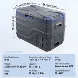 SucceBuy 30/37/45L Car Refrigerator Single Zone Portable Freezer&Built-in Light Compressor Cooler for Outdoor Camping RV