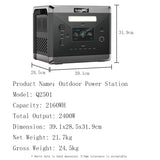 SOLARPLAY Q2501 Q2402M Portable Power Station 2160WH 2304WH LiFePO4 Battery with 2400W/2500W (4800W Peak) Solar Generator