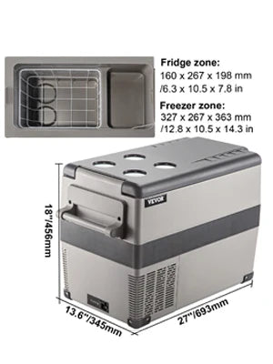 VEVOR 35L/45L/55L Car Fridge Freezer, Portable Compressor Cooler for Vehicles, Travel, Outdoor & Home Use
