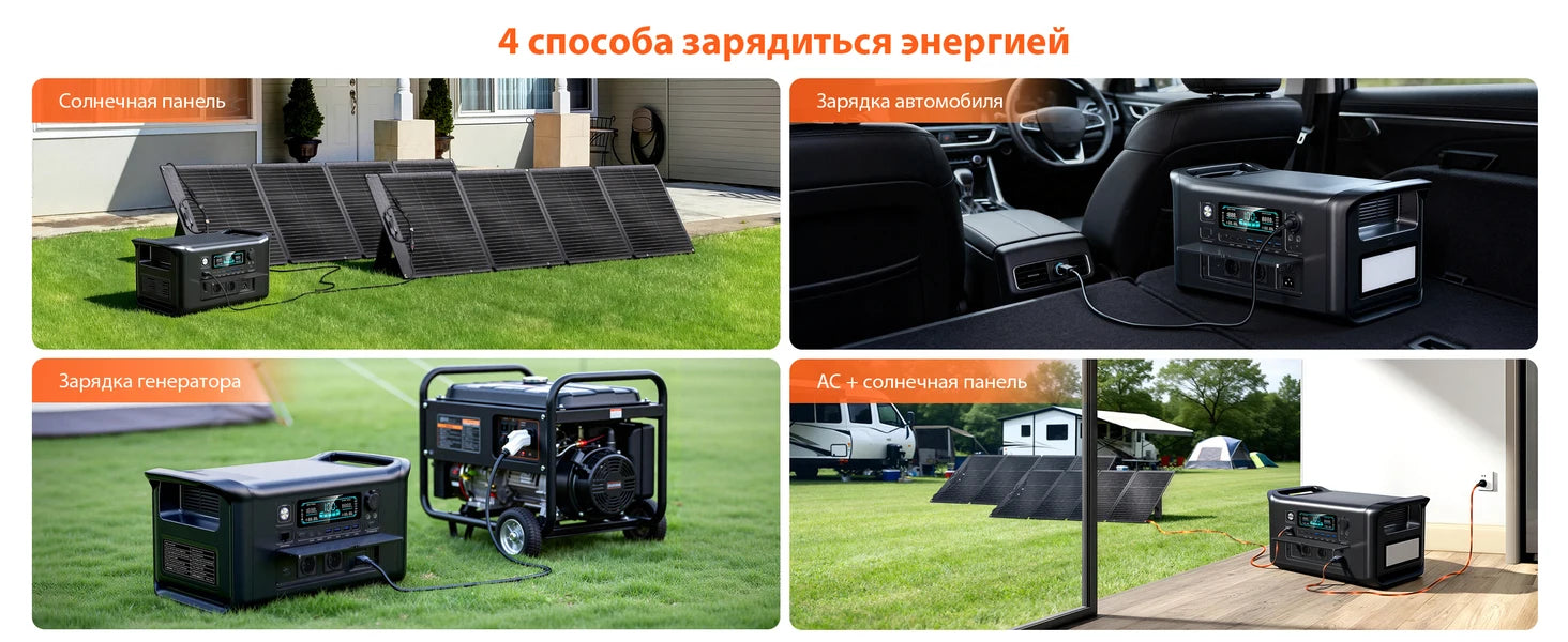 1800w Portable Power Station with 200w Solar Panel 220V Pure Sinve Wave Lifepo4 Battery UPS Function портативная электростанция