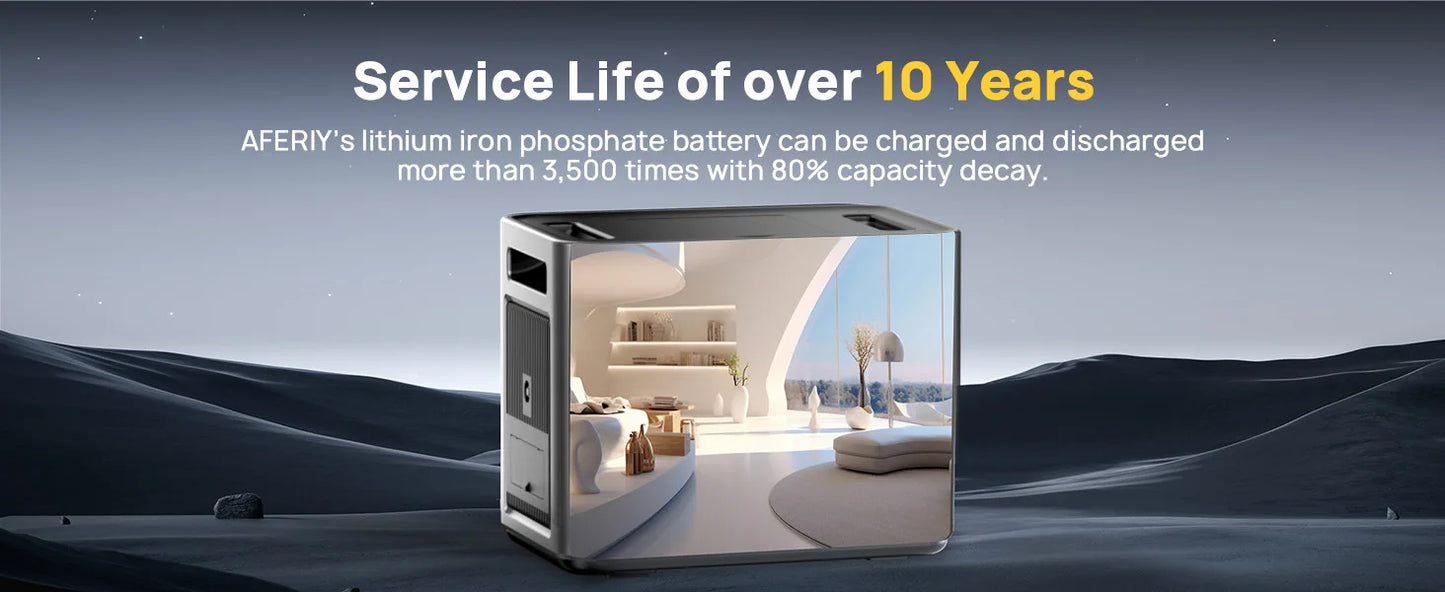 AFERIY AF-P210 Portable Power Station 2400W Solar Generator 2048Wh LiFePO4 Battery Home Backup Outdoor Camping Mobile Power