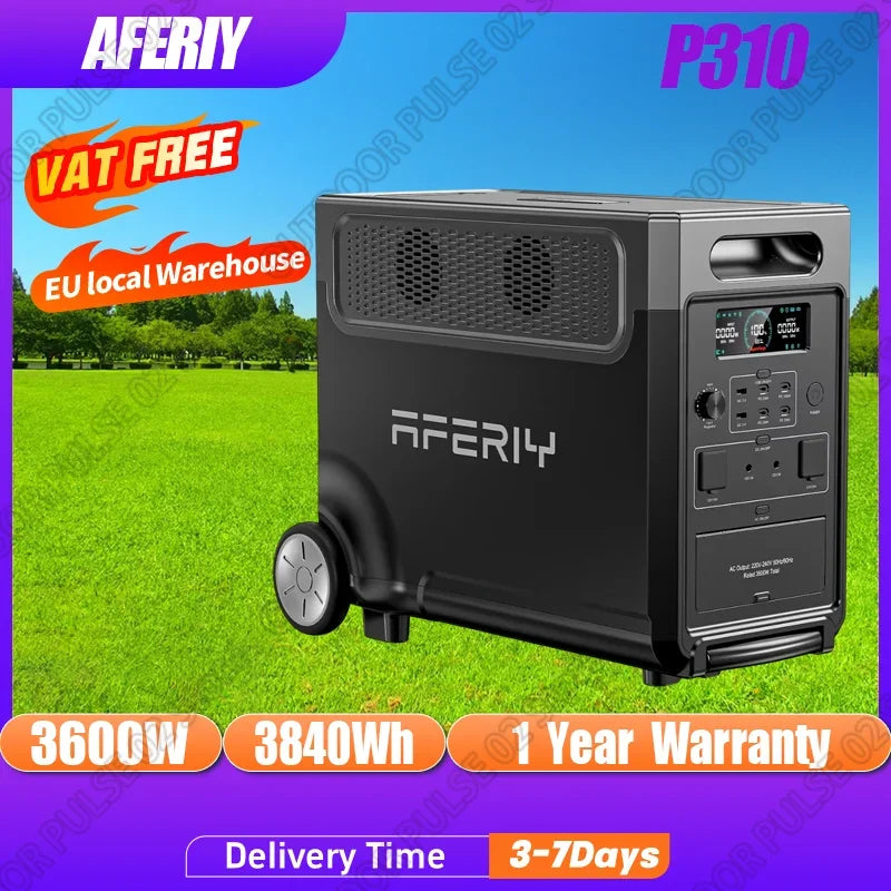 AFERIY P310 Portable Power Station 3600W Solar Generator 3840Wh LiFePO4 Battery Home Backup Outdoor Camping Mobile Power