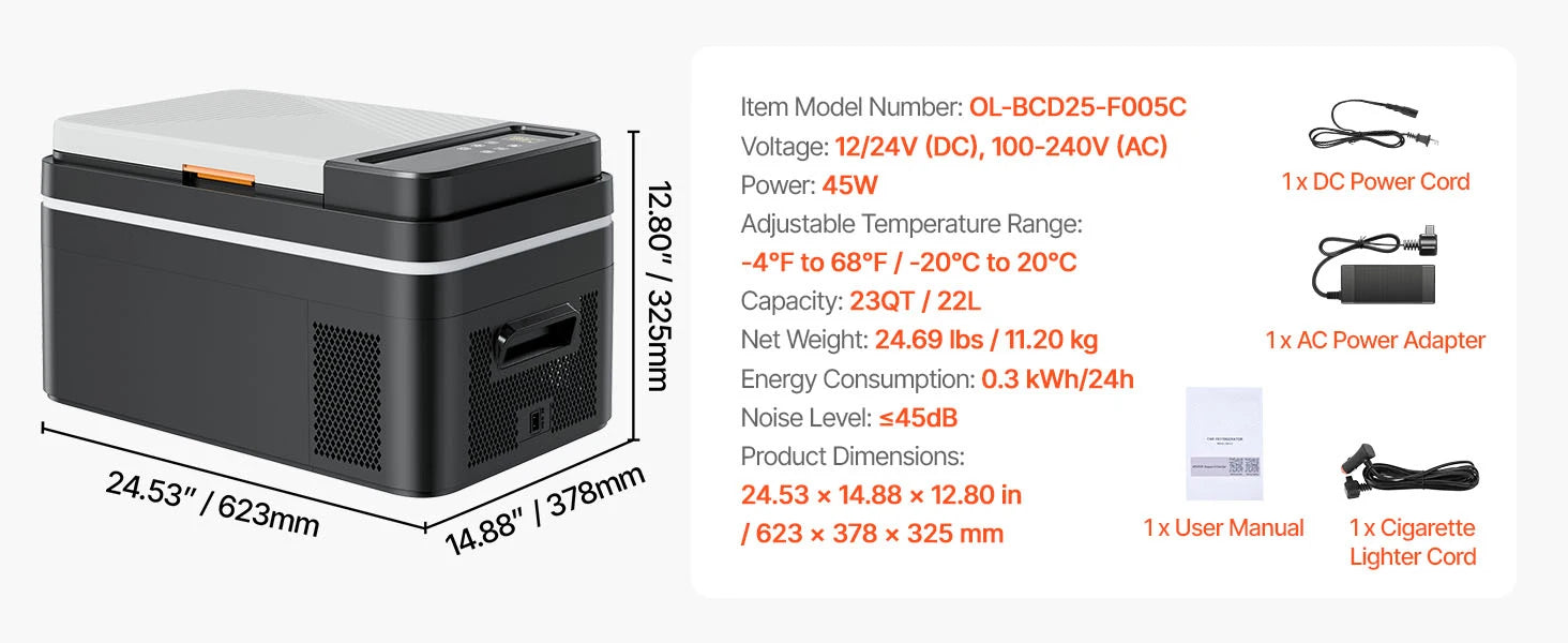 SucceBuy 15L 20L 22L Car Refrigerator Electric Cooler -4°F to 68°F Car Fridge with APP Control Cars Freezer for RVs Camping