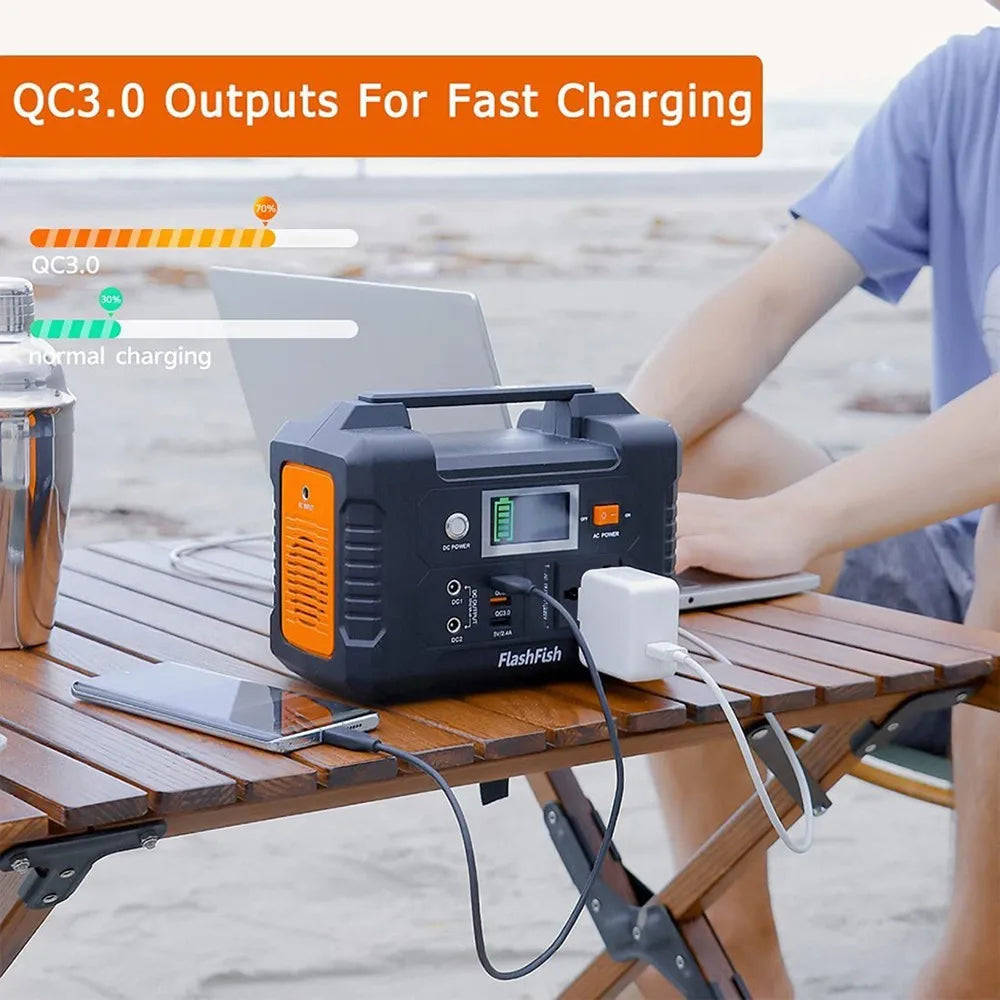 Flashfish E200 Portable Power Station 200W 151Wh LiFePO4 Battery Outdoor travel Vehicle usage Home Portable Carry Power Supply