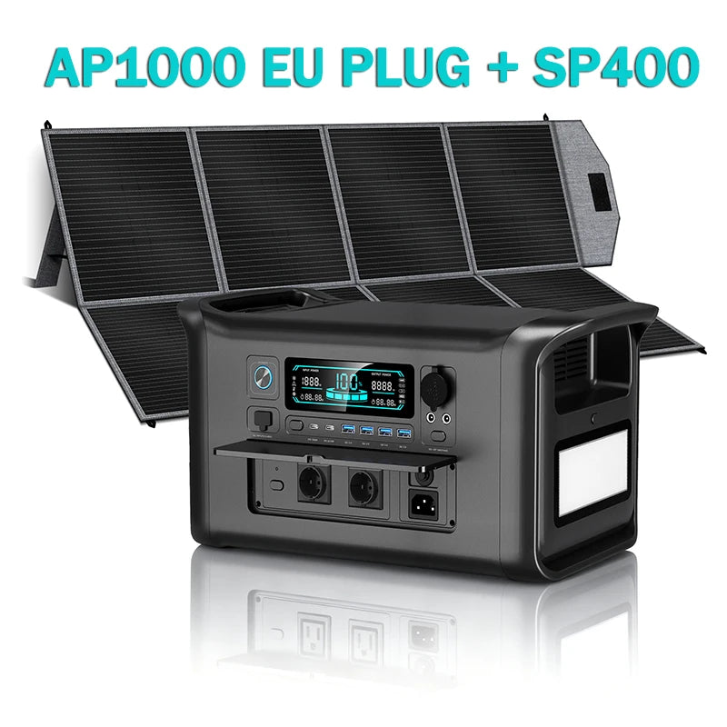 CTOLITY AP400 500W Portable Power Station 2048Wh LiFePo4 Battery 400W Solar Panel AP1000 1800W AC Charging Station Power Bank