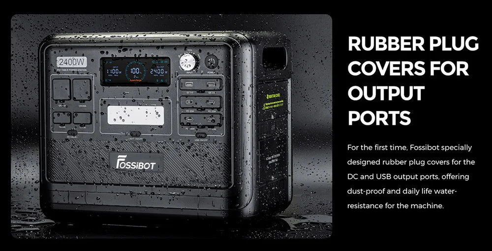 FOSSiBOT F2400 Portable Power Station, 2048Wh/640000mAh LiFePO4 Battery, 2400W(4600W Peak) Solar Generator, 3xAC RV Car USB Type-C QC3.0 PD DC5521 Pure Sine Wave Full Outlets, 1.5 Hours Fast Charging, MPPT Charge Controller B