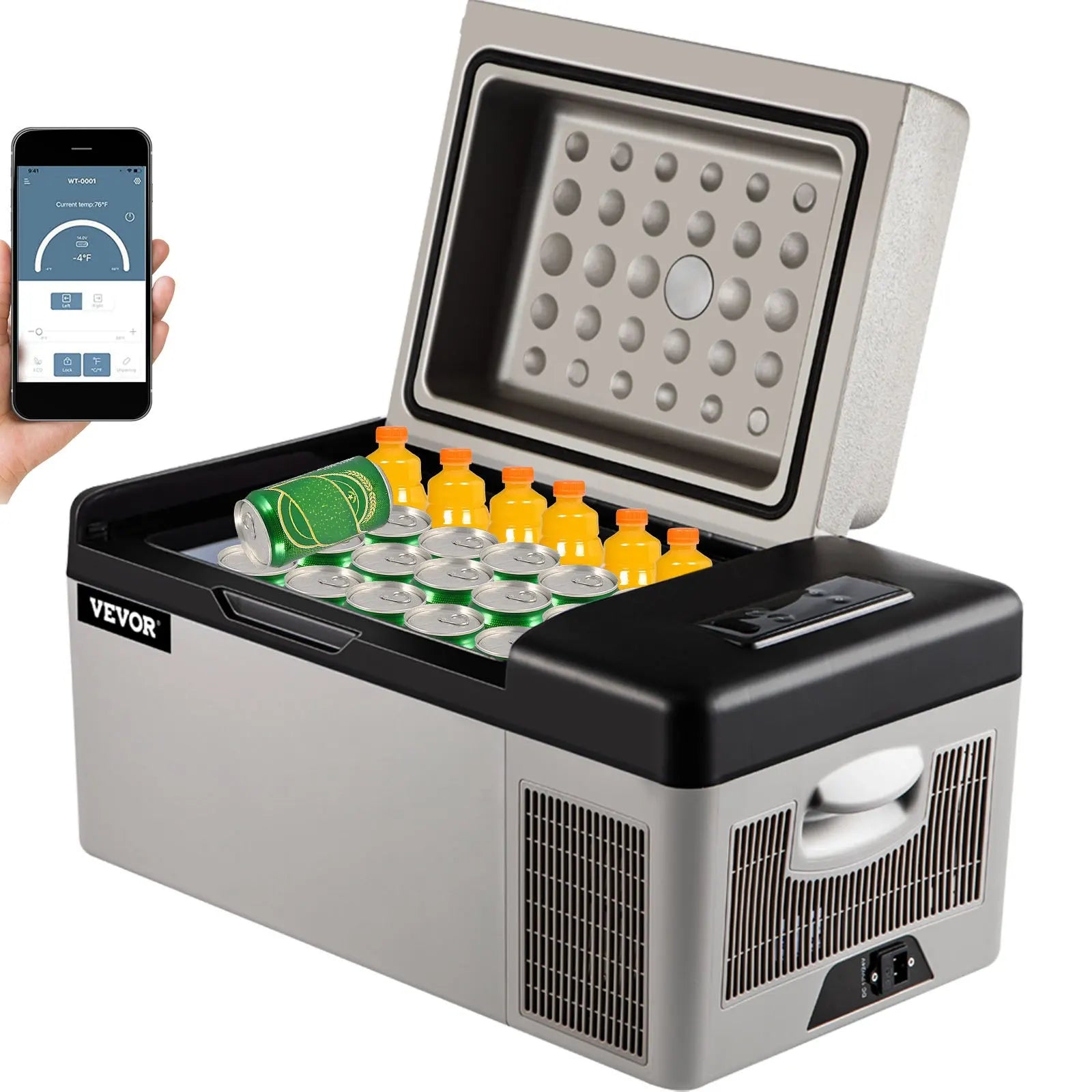 VEVOR 15L/20L Car Freezer Fridge, Portable Compressor Cooler with App Control for Camping, Travel, Outdoor & Home