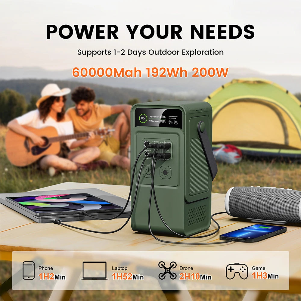 Power Stations 192Wh, 200W Portable Lifepo4 Battery, Power Bank for Camping, Emergency Energy, 60000mAh Capacity, Anker Power