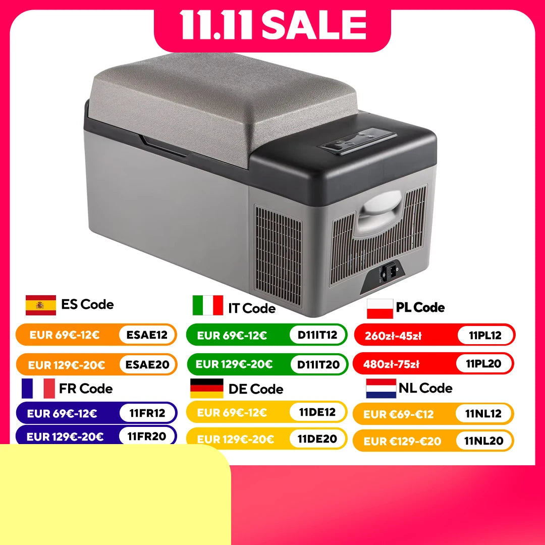 VEVOR 15L/20L Car Freezer Fridge, Portable Compressor Cooler with App Control for Camping, Travel, Outdoor & Home