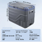 SucceBuy 30/37/45L Car Refrigerator Single Zone Portable Freezer&Built-in Light Compressor Cooler for Outdoor Camping RV
